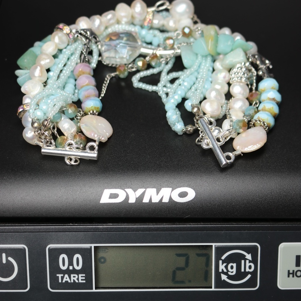 Amazonite Pearl and Crystal Handcrafted Bracelet - Picture 6 of 8